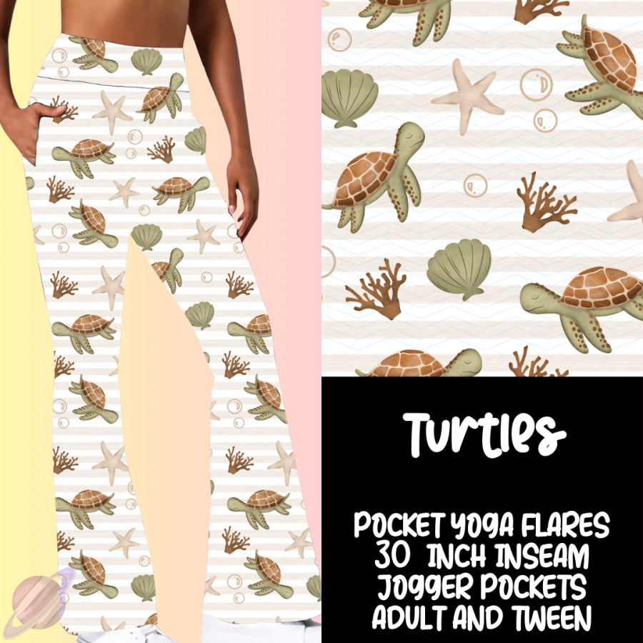 PREORDER Custom Yoga Flare Leggings - Turtles - Closes 16 Feb - ETA early May 2025 Leggings