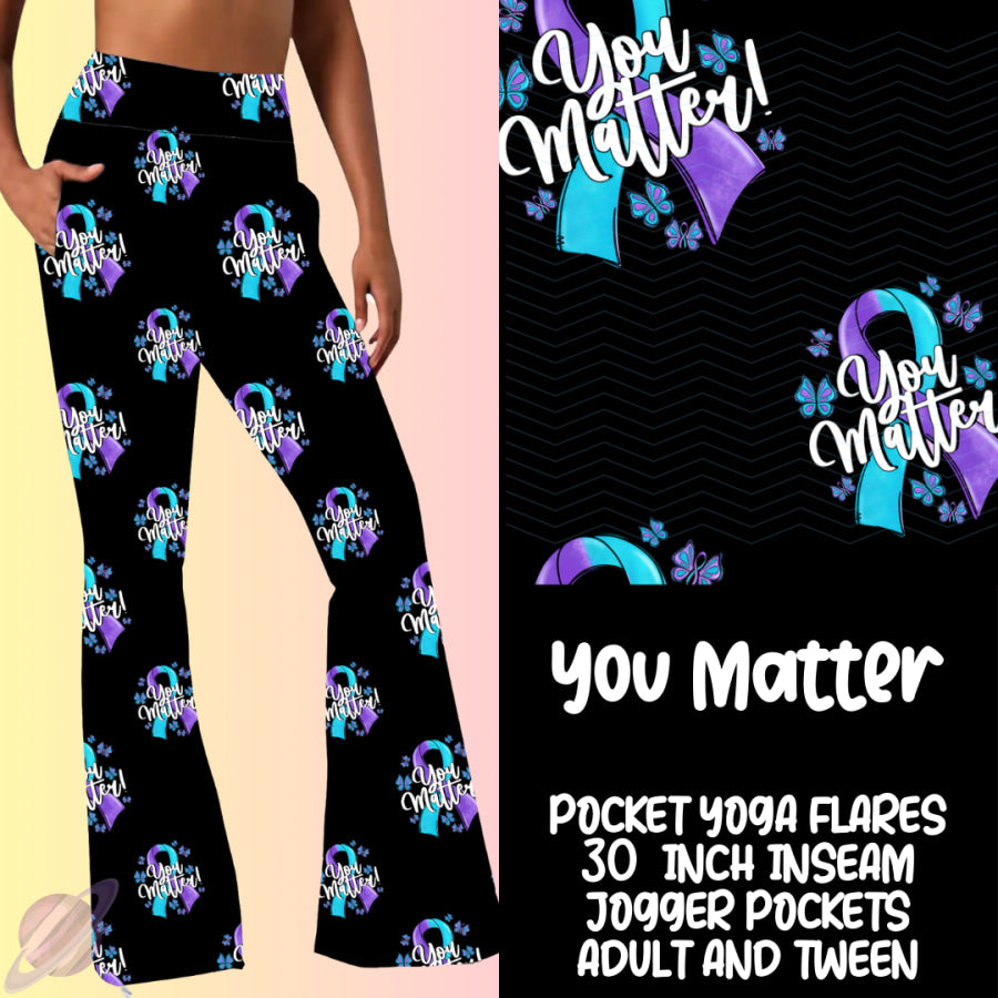 PREORDER Custom Yoga Flare Leggings - You Matter - Closes 16 Feb - ETA early May 2025 Leggings