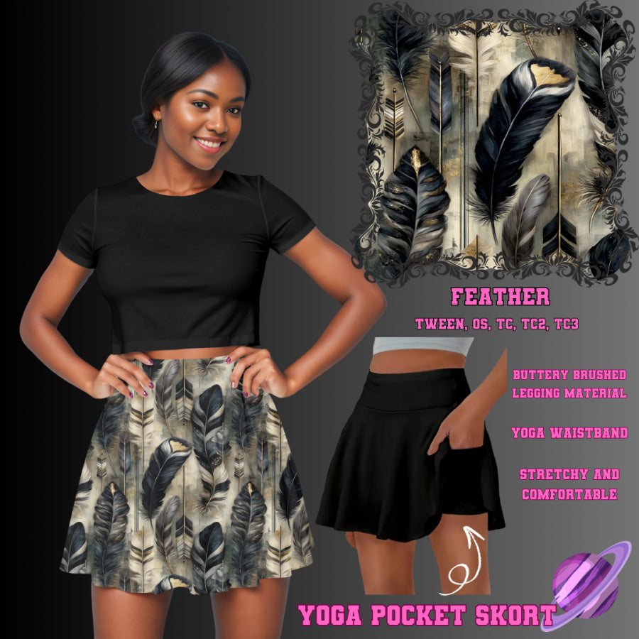 Preorder Custom Yoga Skort with Pockets - Feather - Closes 23 May - ETA late Aug 2025 Skort