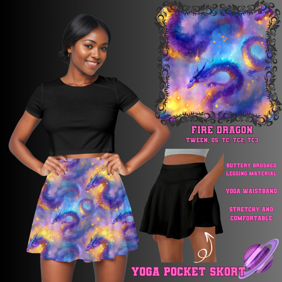 Preorder Custom Yoga Skort with Pockets - Fire Dragon - Closes 23 May - ETA late Aug 2025 Skort