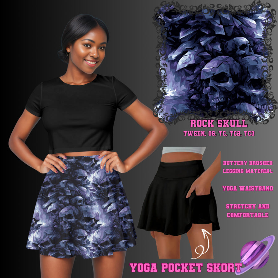 Preorder Custom Yoga Skort with Pockets - Rock Skull - Closes 23 May - ETA late Aug 2025 Skort