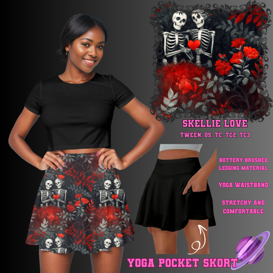 Preorder Custom Yoga Skort with Pockets - Skellie Love - Closes 23 May - ETA late Aug 2025 Skort
