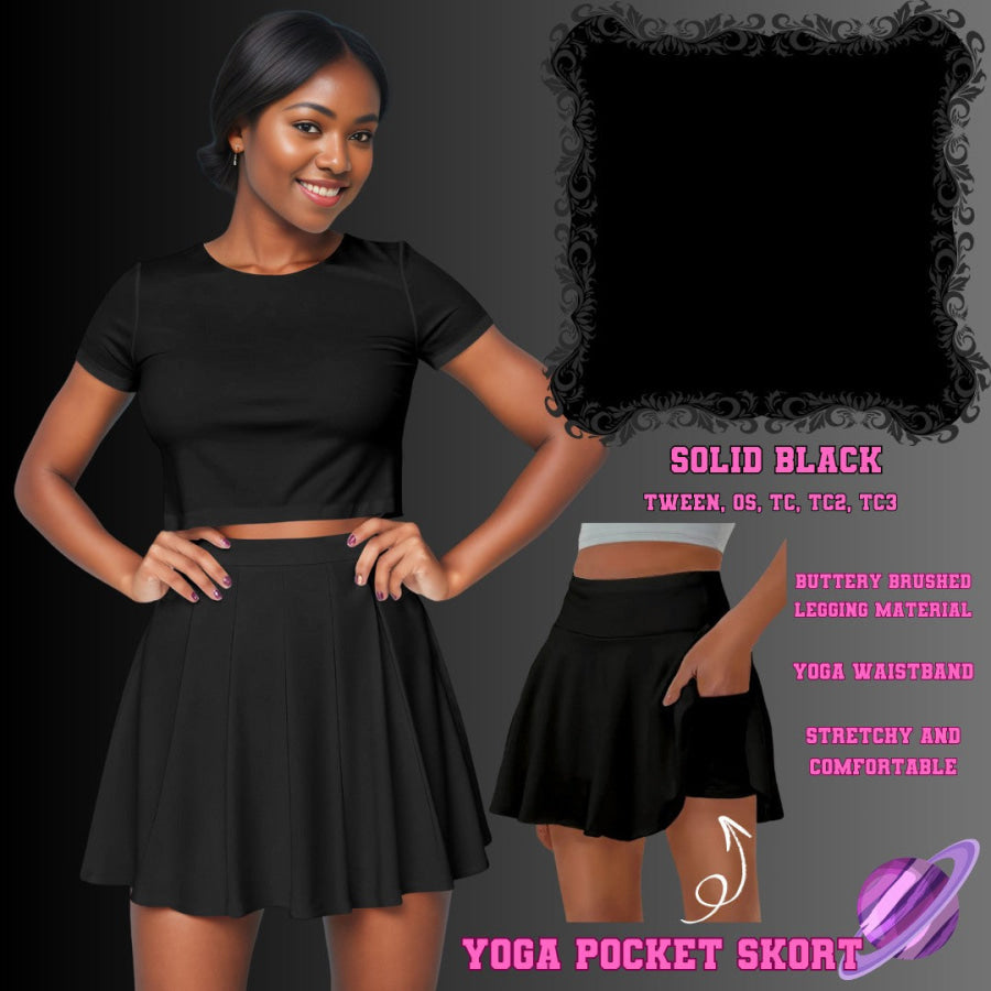 Preorder Custom Yoga Skort with Pockets - Solid Black - Closes 23 May - ETA late Aug 2025 Skort