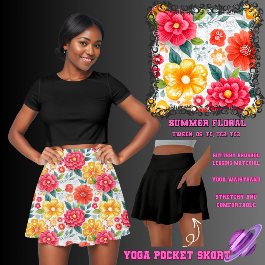 Preorder Custom Yoga Skort with Pockets - Summer Floral - Closes 23 May - ETA late Aug 2025 Skort