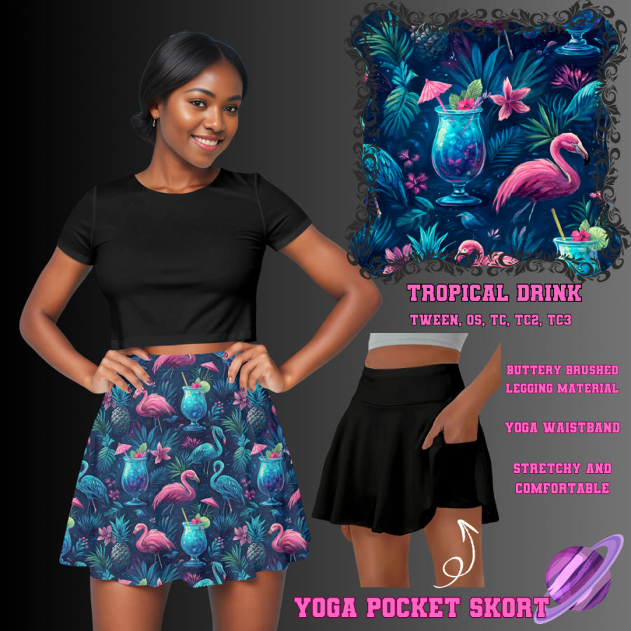 Preorder Custom Yoga Skort with Pockets - Tropical Drink - Closes 23 May - ETA late Aug 2025 Skort