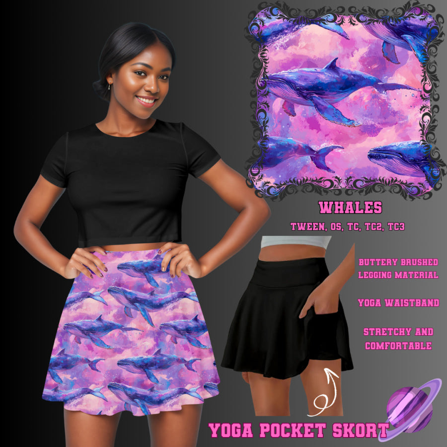 Preorder Custom Yoga Skort with Pockets - Whales - Closes 23 May - ETA late Aug 2025 Skort