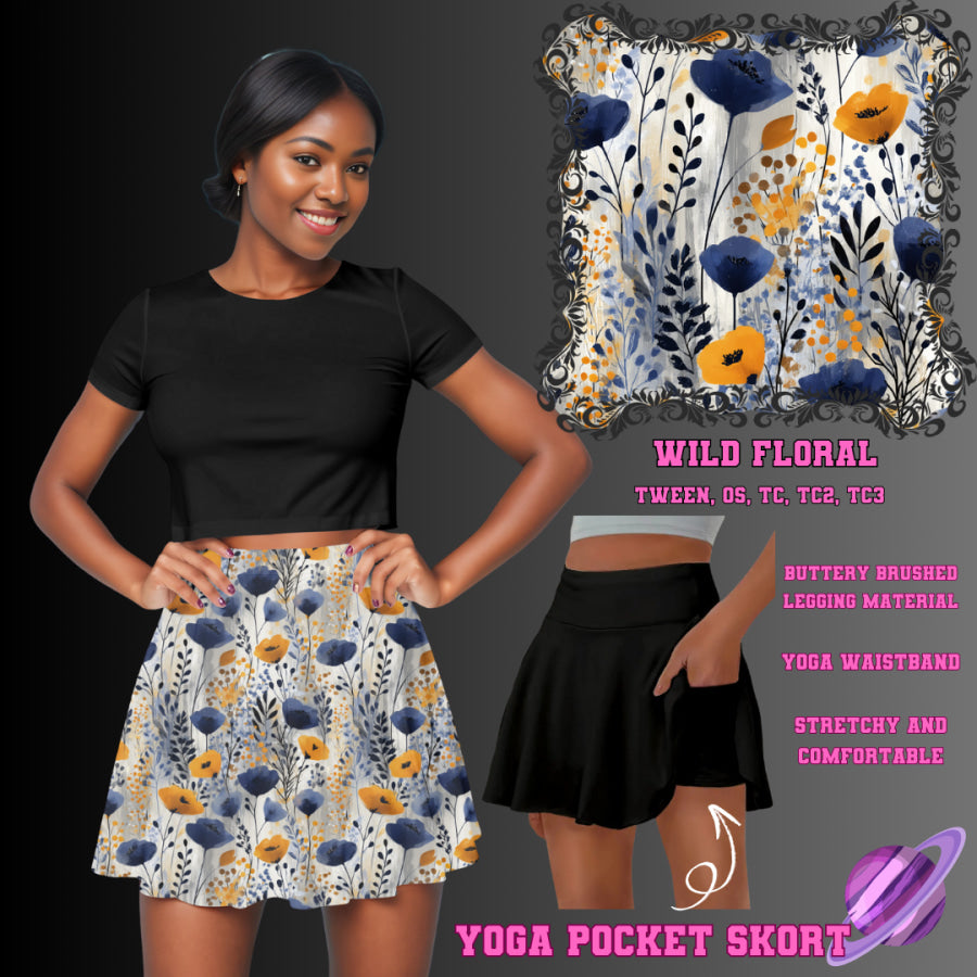 Preorder Custom Yoga Skort with Pockets - Wild Floral - Closes 23 May - ETA late Aug 2025 Skort