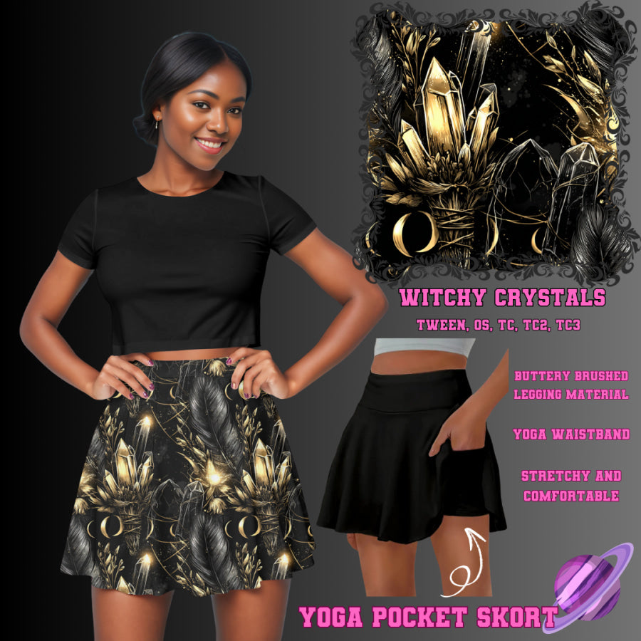 Preorder Custom Yoga Skort with Pockets - Witchy Crystals - Closes 23 May - ETA late Aug 2025 Skort