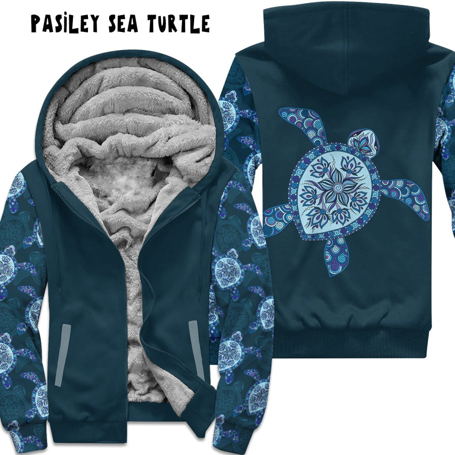 Preorder Custom Zip Hoodie Jacket - Paisley Sea Turtle - Closes 1 Dec - ETA early Mar 2025 Hoodie