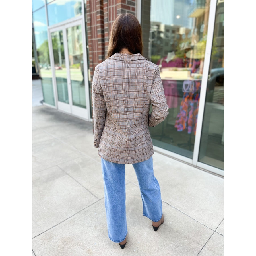 Preptastic Brown Orange Plaid Blazer WS 502 Blazers