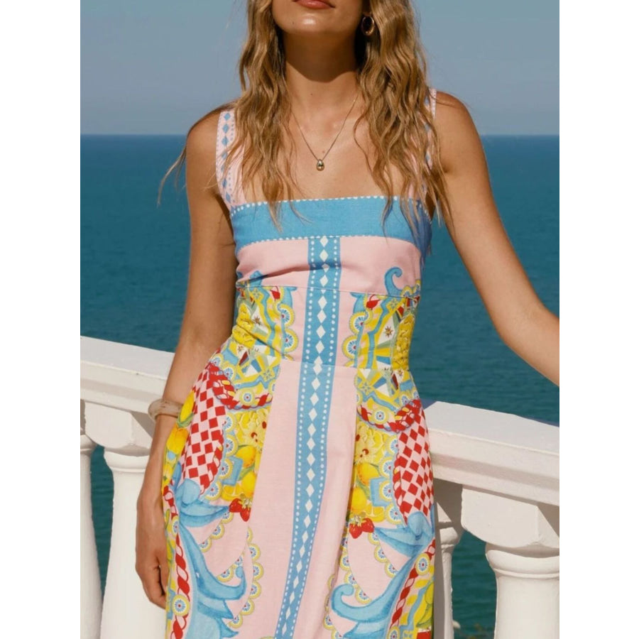 Printed Back Smocked Sleeveless Mini Dress Apparel and Accessories
