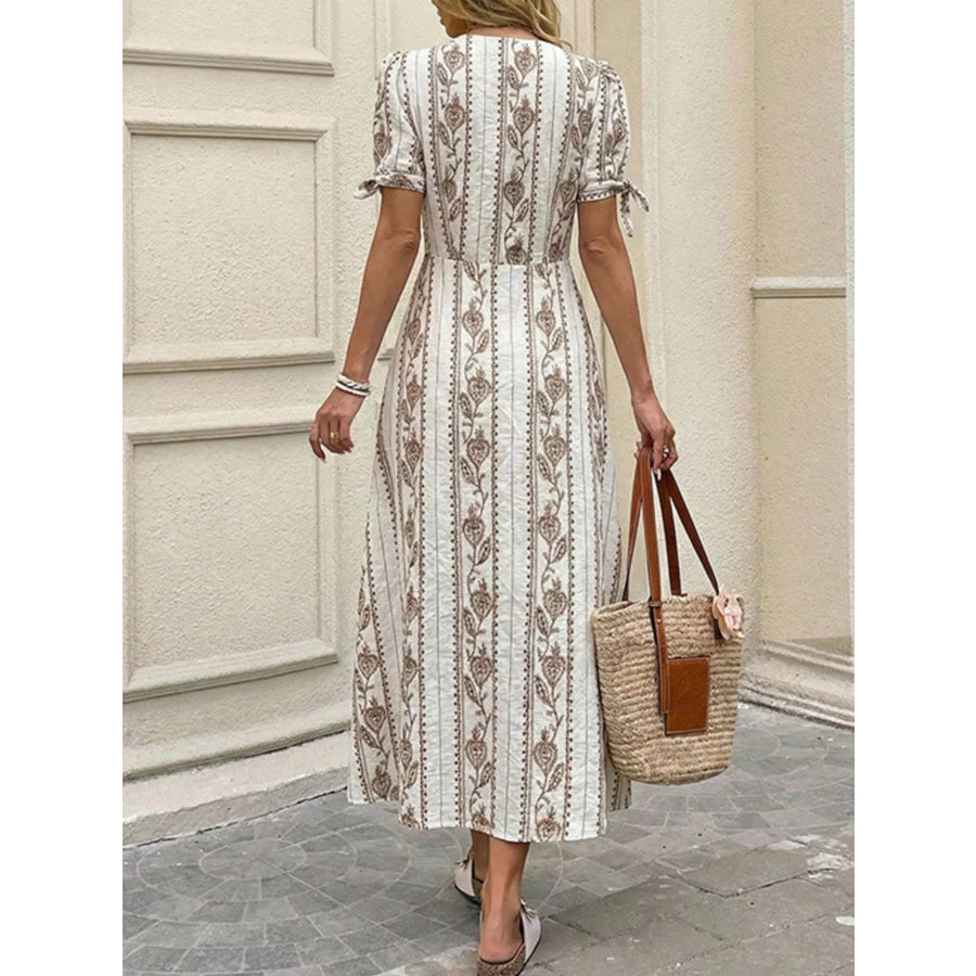 Printed Button-Down Midi Dress Apparel and Accessories