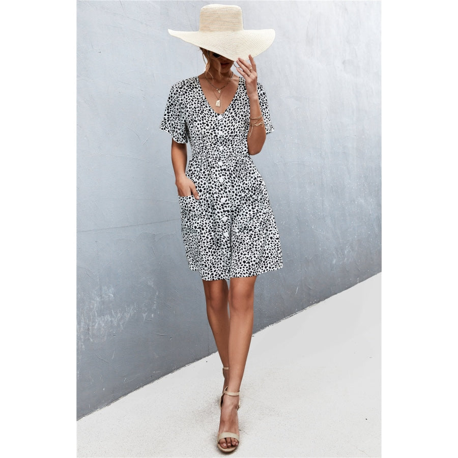 Printed Button down Pocketed Dress