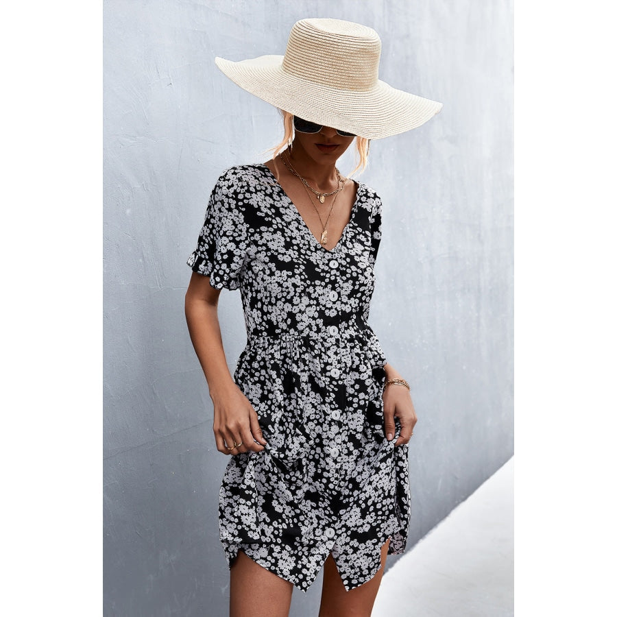 Printed Button down Pocketed Dress