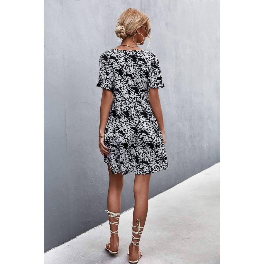 Printed Button down Pocketed Dress