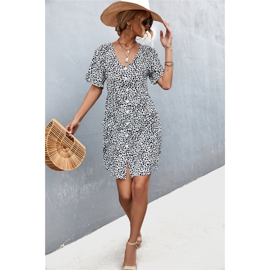 Printed Button down Pocketed Dress