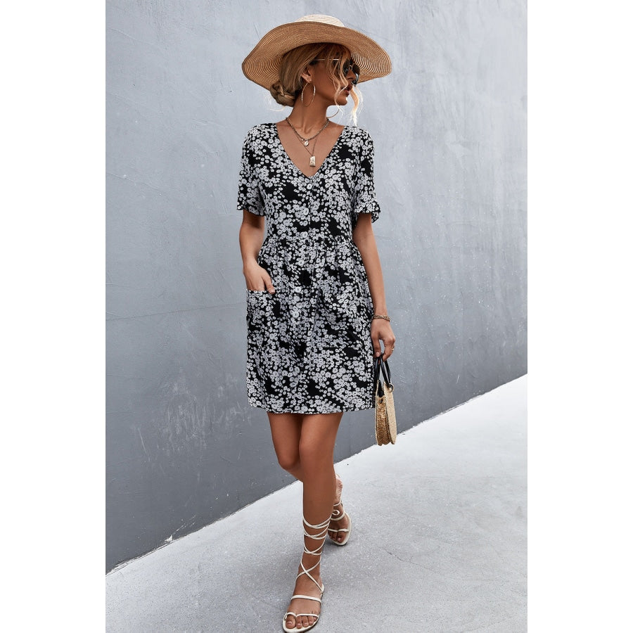 Printed Button down Pocketed Dress