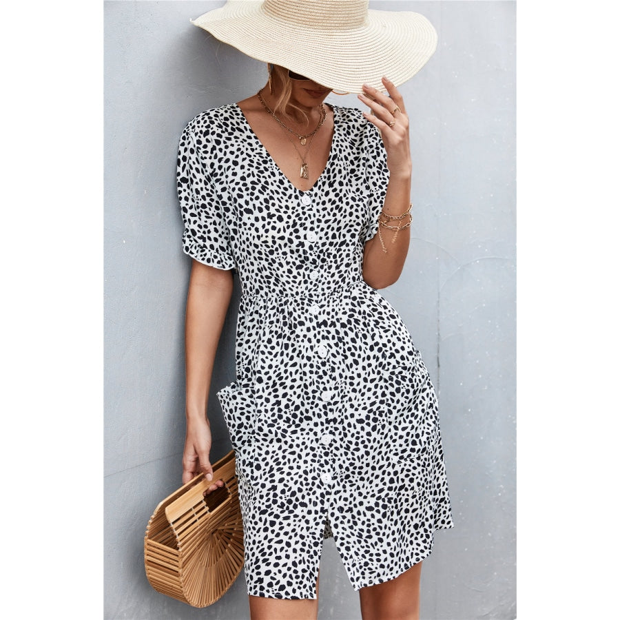 Printed Button down Pocketed Dress