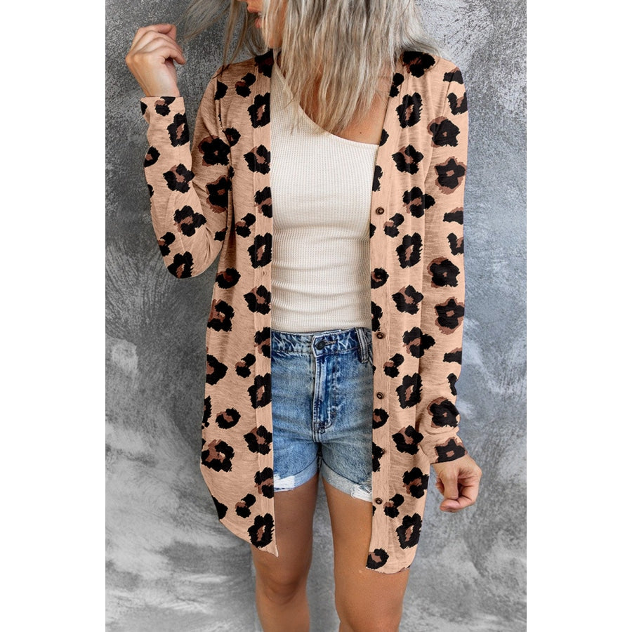 Printed Button Front Longline Cardigan