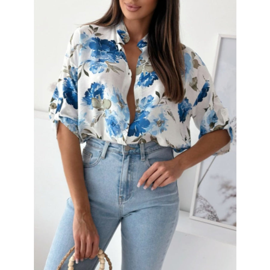 Printed Button Up Half Sleeve Shirt Apparel and Accessories
