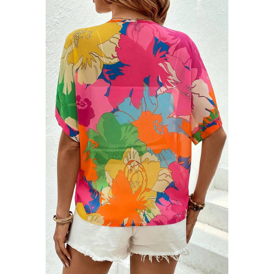 Printed Button Up Half Sleeve Shirt Apparel and Accessories