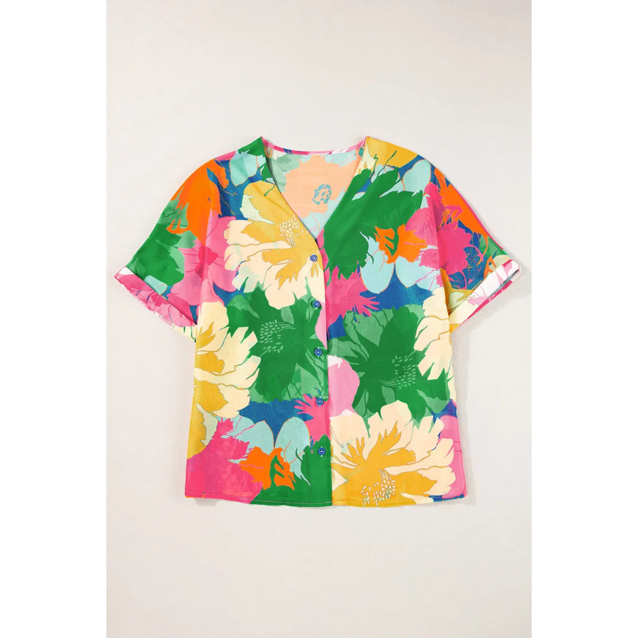 Printed Button Up Half Sleeve Shirt Apparel and Accessories
