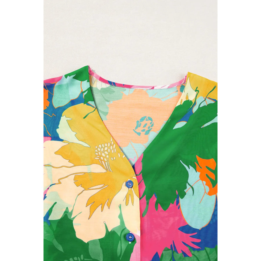 Printed Button Up Half Sleeve Shirt Apparel and Accessories