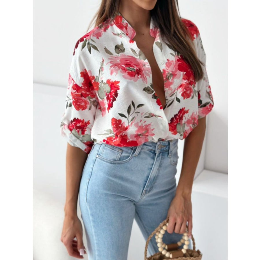 Printed Button Up Half Sleeve Shirt Apparel and Accessories