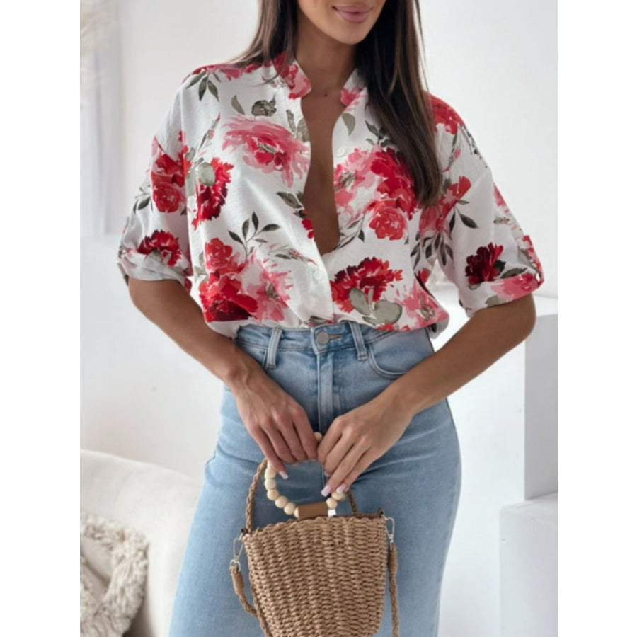 Printed Button Up Half Sleeve Shirt Apparel and Accessories