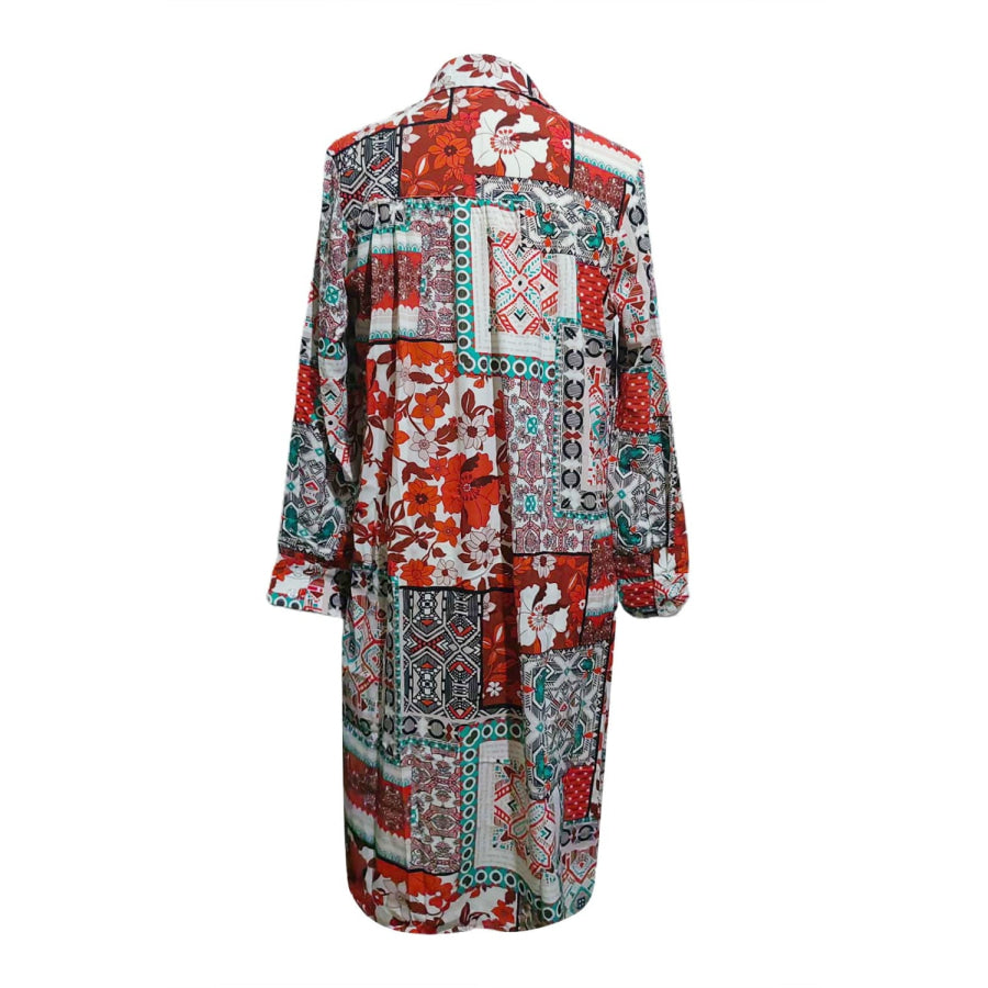 Printed Button Up Long Sleeve Cardigan Apparel and Accessories