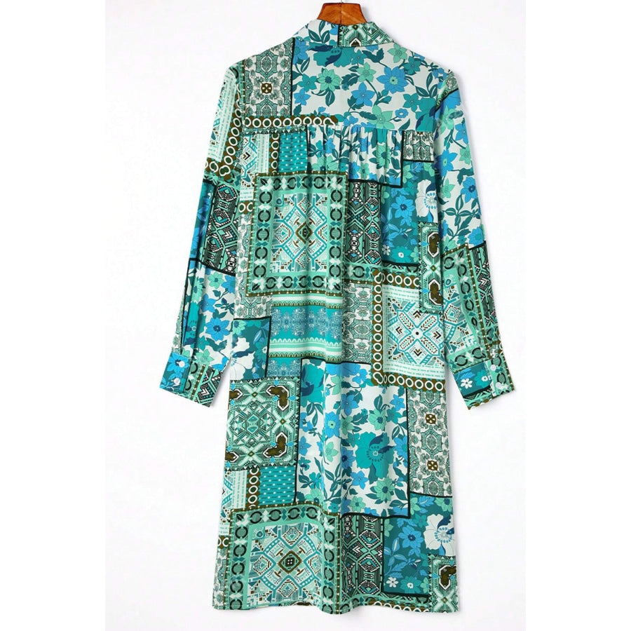 Printed Button Up Long Sleeve Cardigan Apparel and Accessories