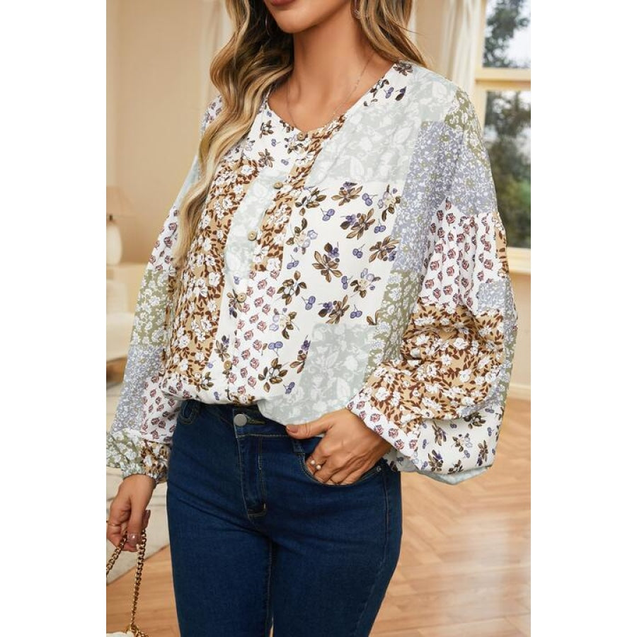 Printed Button Up Long Sleeve Shirt Apparel and Accessories