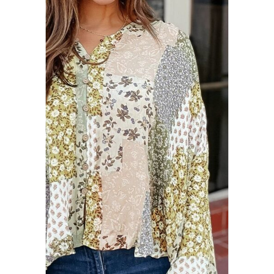 Printed Button Up Long Sleeve Shirt Apparel and Accessories