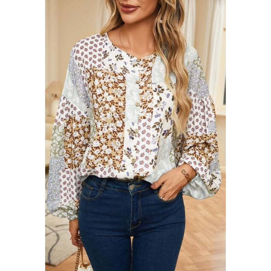 Printed Button Up Long Sleeve Shirt Apparel and Accessories