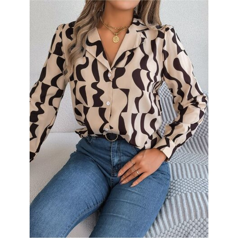 Printed Button Up Long Sleeve Shirt Apparel and Accessories