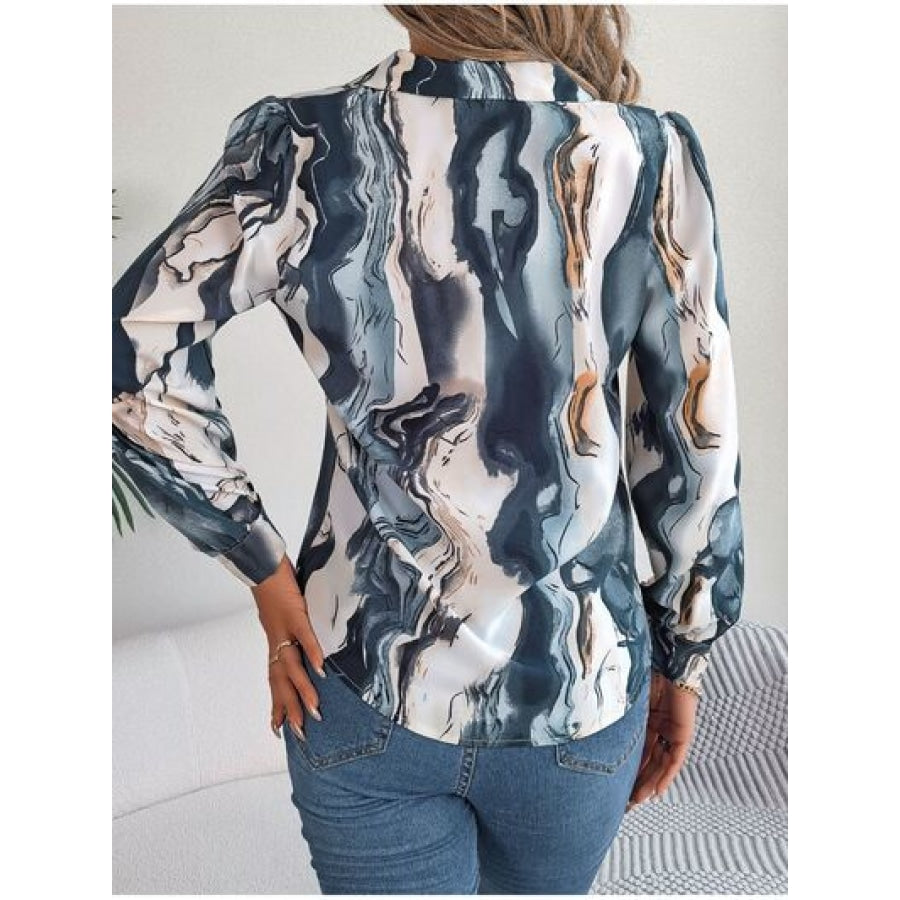 Printed Button Up Long Sleeve Shirt Apparel and Accessories