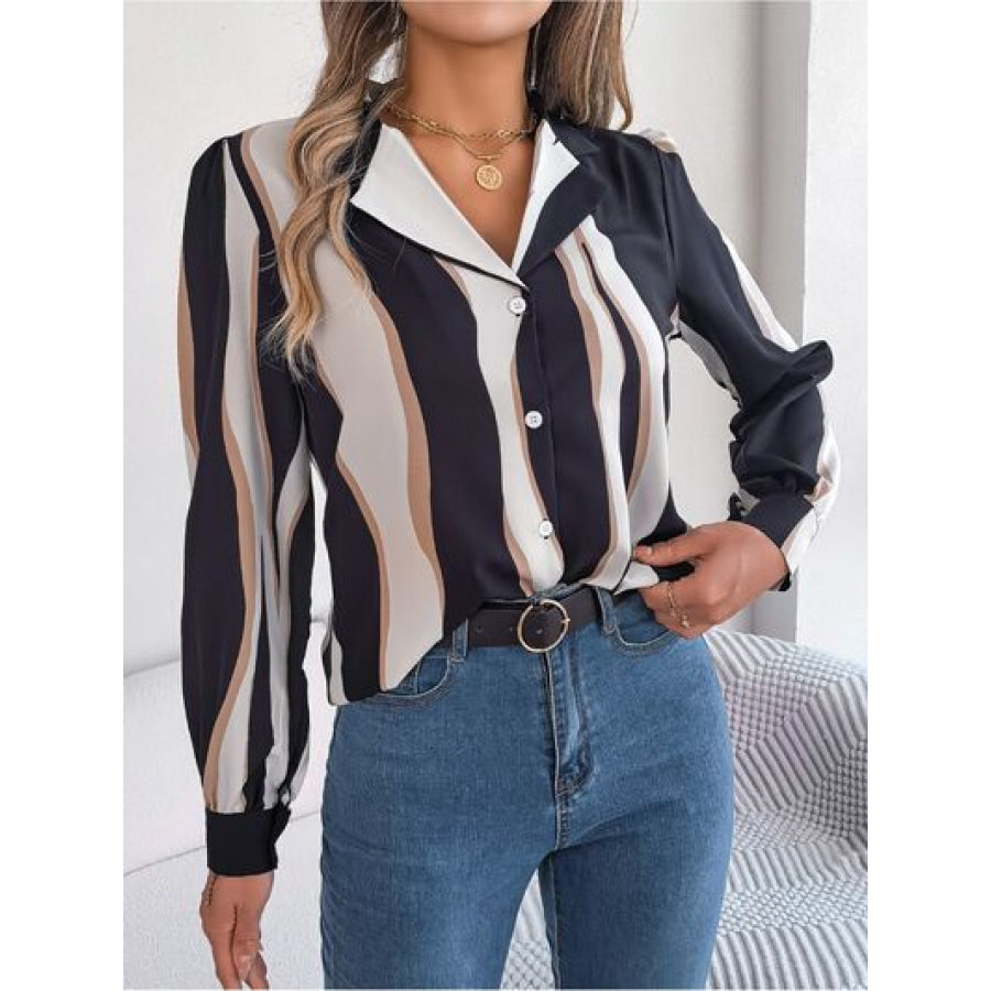 Printed Button Up Long Sleeve Shirt Apparel and Accessories