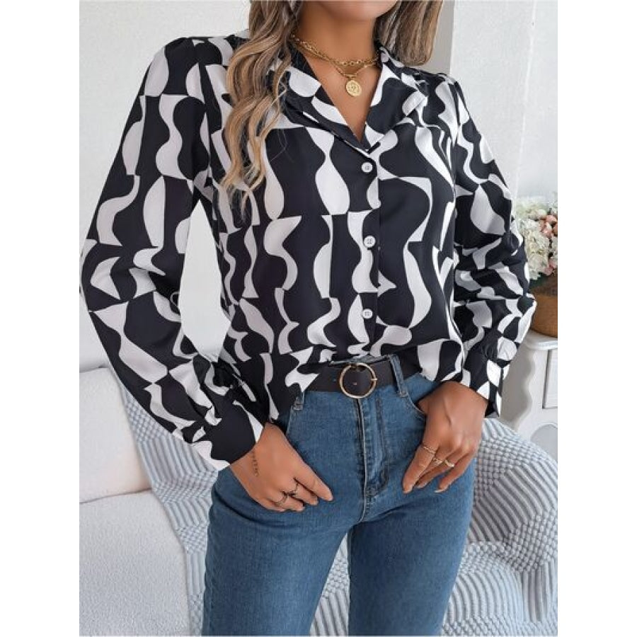 Printed Button Up Long Sleeve Shirt Apparel and Accessories