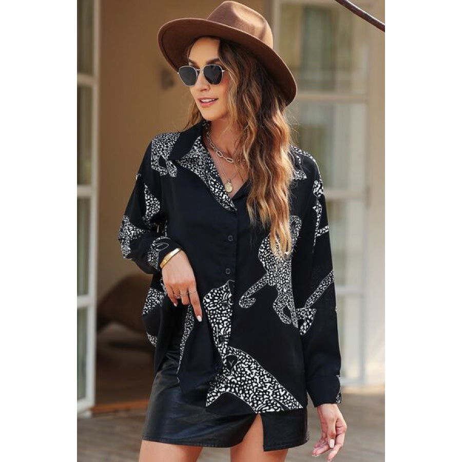 Printed Button Up Long Sleeve Shirt Clothing