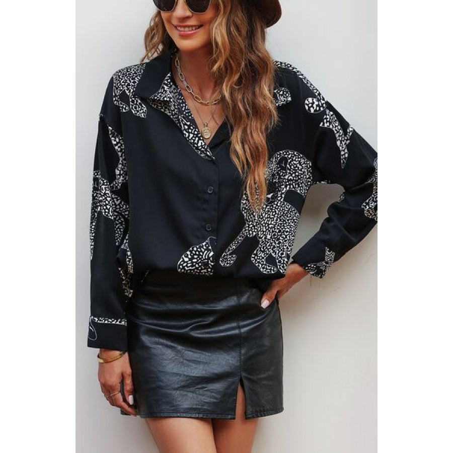 Printed Button Up Long Sleeve Shirt Clothing