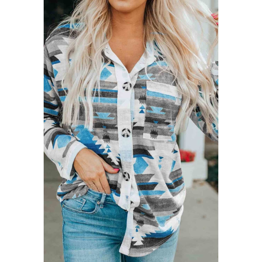 Printed Button Up Long Sleeve Shirt