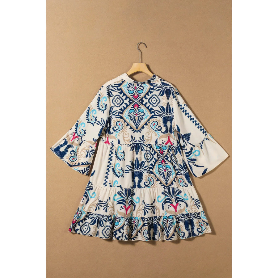 Printed Button Up Mini Dress Apparel and Accessories