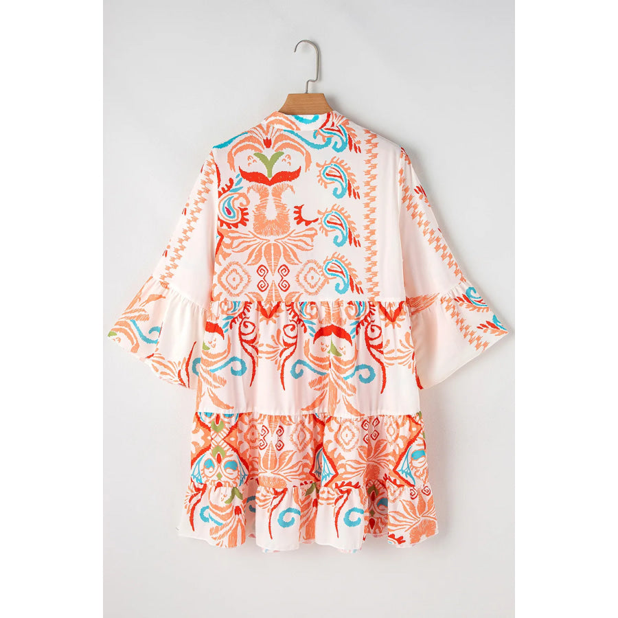 Printed Button Up Mini Dress Apparel and Accessories