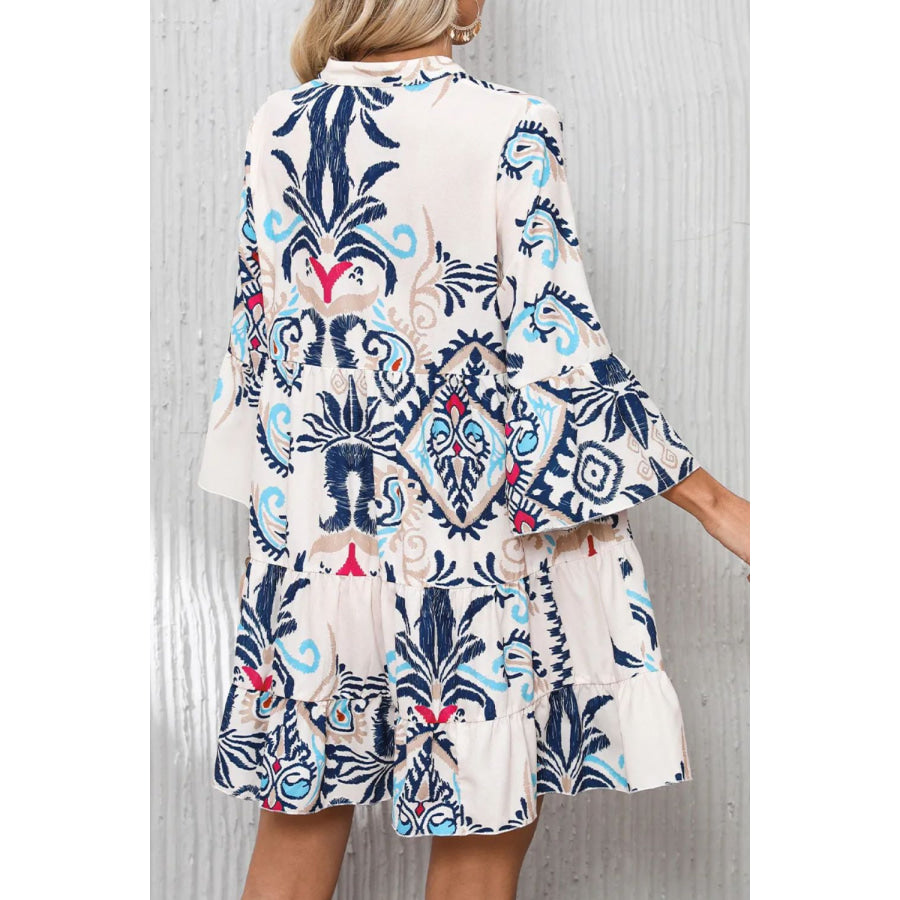 Printed Button Up Mini Dress Apparel and Accessories