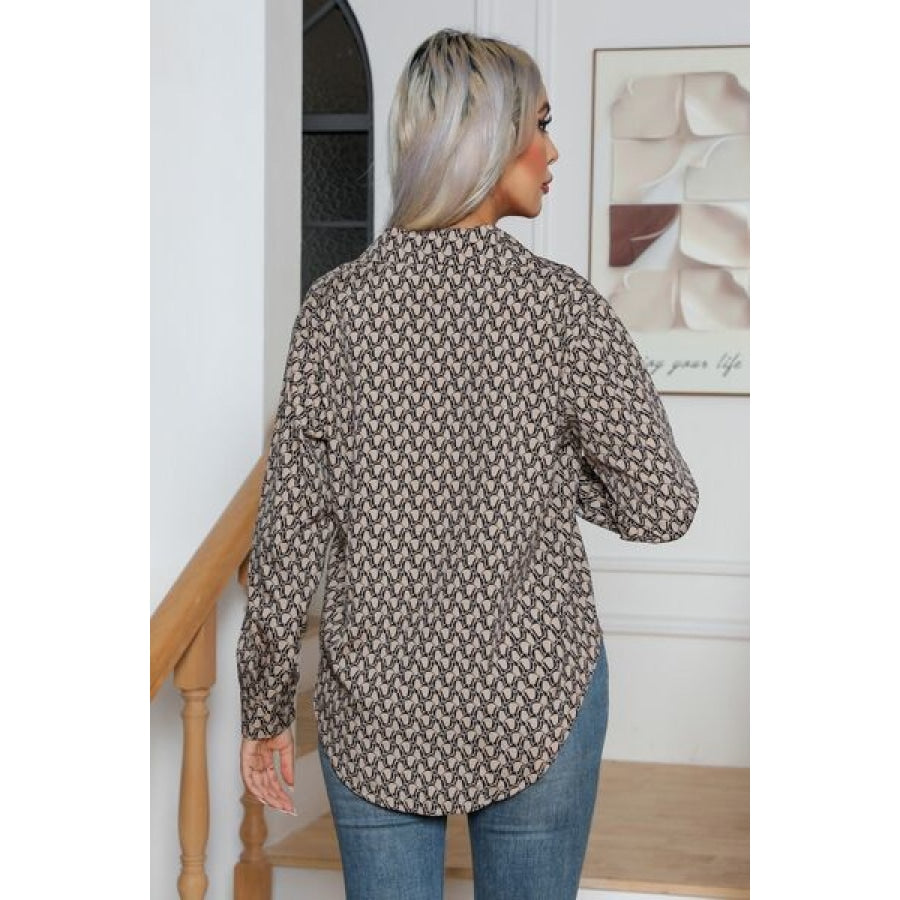 Printed Buttoned Long Sleeve Shirt Clothing