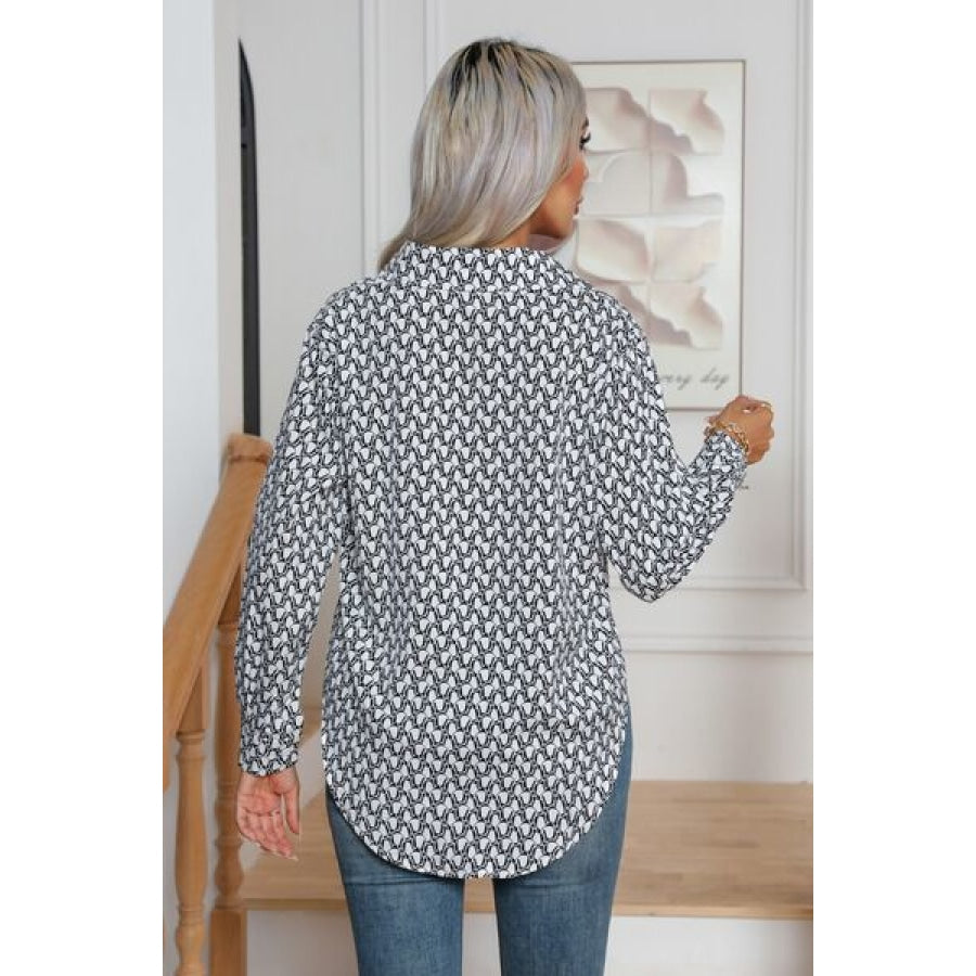 Printed Buttoned Long Sleeve Shirt Clothing