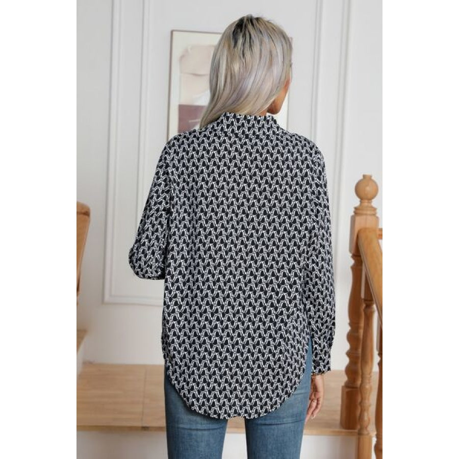 Printed Buttoned Long Sleeve Shirt Clothing