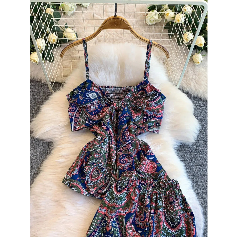 Printed Cami and Wide Leg Pants Set Apparel and Accessories