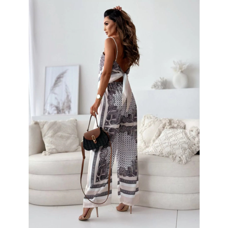 Printed Cami and Wide Leg Pants Set Apparel and Accessories