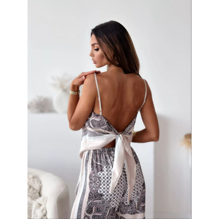 Printed Cami and Wide Leg Pants Set Apparel and Accessories